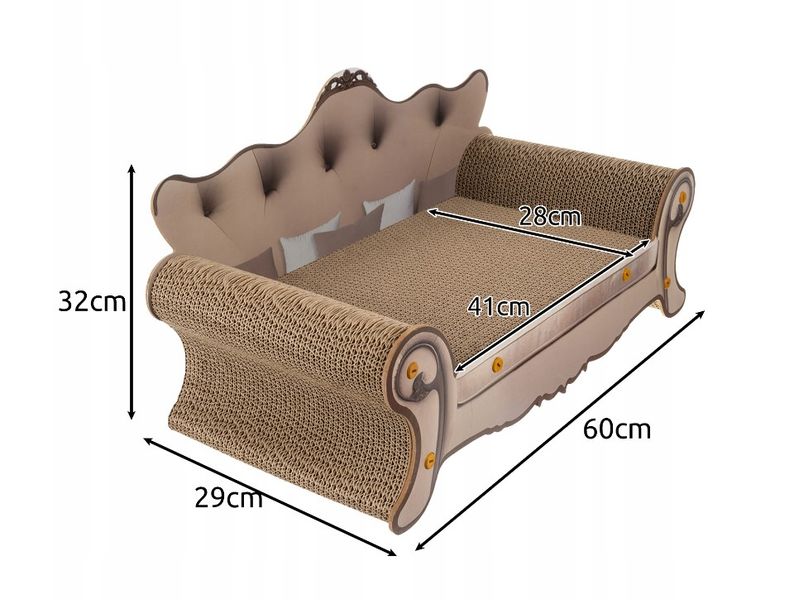 Картонна дряпка для котів Картонне ліжко Картонний диван Шезлонг Кушетка 60см 24285 фото