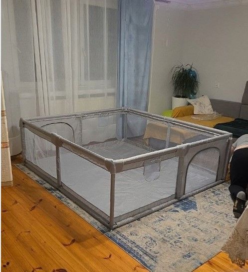 Дитячий манеж XXL 180х200 см з чотирма ручками для дітей і 50 різнокольоровими м'ячами для гри 5905226111811 фото