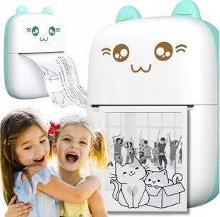 Термопринтер Mini Cat, 11 рулонів для фотографій, нотаток, портативний для дітей 22272 фото