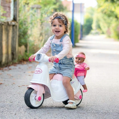 Скутер дитячий з кошиком для ляльки Smoby біло-рожевий 721004 721004 фото