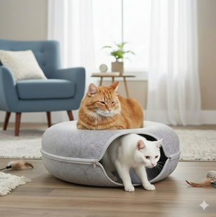 Лежак для кота Тунель пончик Будиночок для кота 50 см 25810 фото