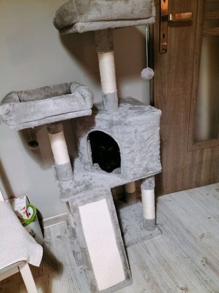 Стійка дряпка Кігтеточка з будиночком і лежанками 50&times;35&times;115 см PCT141W01 фото