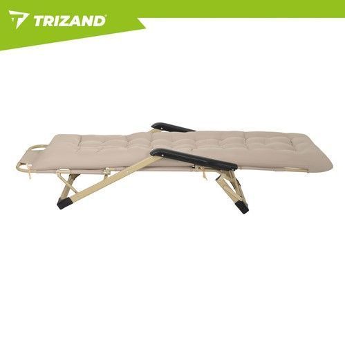 Шезлонг 60x177x30cm Trizand з подушкою бежевий до 120 кг 27553 фото