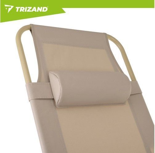 Шезлонг 60x177x30cm Trizand з подушкою бежевий до 120 кг 27553 фото