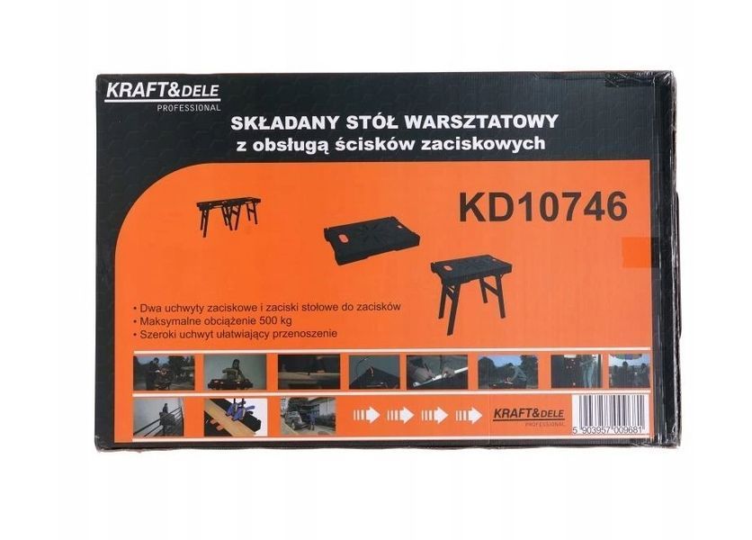 Складний верстак 90x60x80 стіл з розетками до 500 кг KD10746 фото