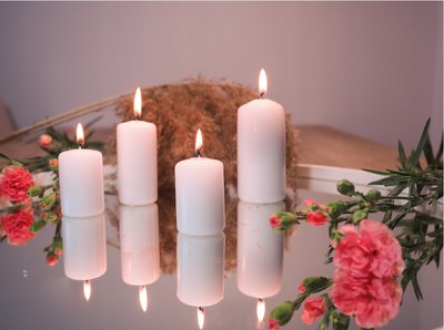 Цилиндрическая свеча набором из 8 штук, белая, 20686. 20686 фото