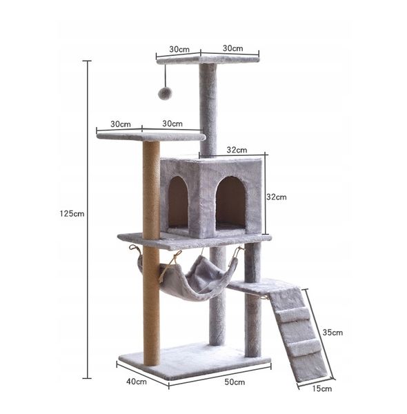 Когтеточка будиночок для котів, вежа, ліжко будиночок, драбинка 5 рівнів 013 фото