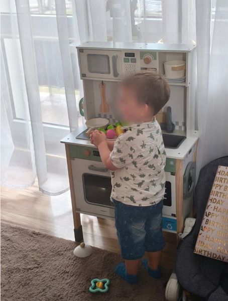 Дерев&rsquo;яна дитяча кухня MAM221 з пральною та посудомийною машинами дошкою для крейди MAM221 фото