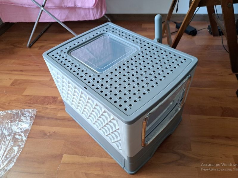 Лоток для кота великий закритий з виходом зверху 51&times;37,5&times;38 см висувна шухляда 2 входи лопатка в комплекті  ZW46 фото