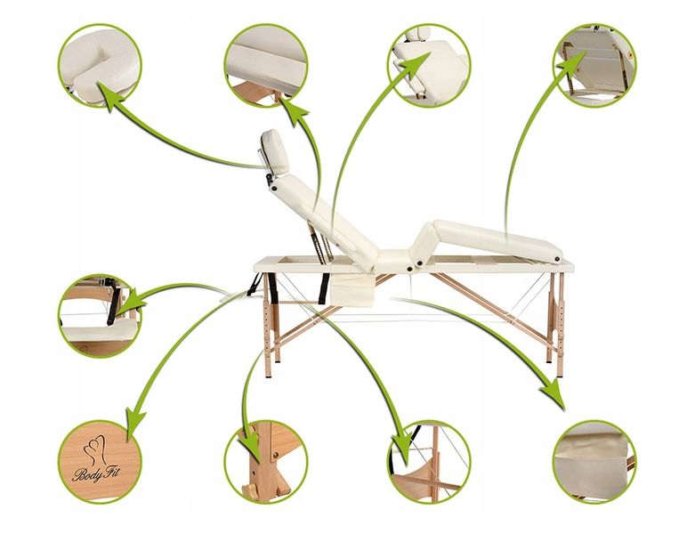 Дерев'яний 4-секційний масажний стіл Bodyfit WT-401 фото