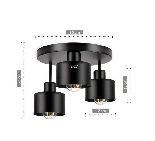 Светодиодная люстра потолочная 3xE27 черная 382-E3 382-E3 фото