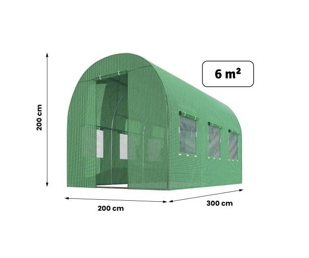 Садова теплиця-тунель 6 м² 300 х 200 см зелений 4910-А фото