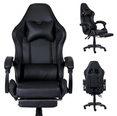 Ергономічне геймерське крісло з еко-шкіри з підставкою під ноги MAS-6C4-013 фото