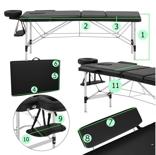 Надлегкий сучасний розкладний масажний стіл з алюмінієвою основою 3- секційний ADELE фото