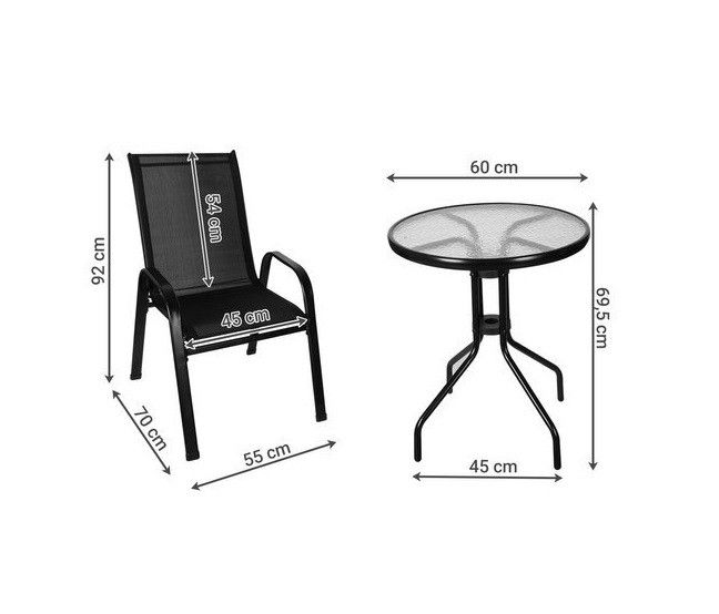 Комплект балконної меблів столик + 2 стільці чорний 16198 16198 фото