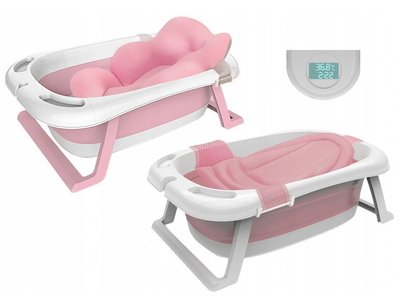Ванночка дитяча складна з термометром і рожевою подушкою BZ-201 BZ-201 фото