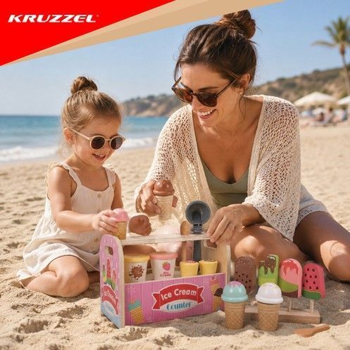 Деревянный магазин мороженого Kruzzel Montessori 33 эл 28136 фото