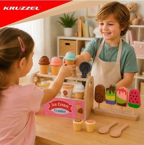 Деревянный магазин мороженого Kruzzel Montessori 33 эл 28136 фото