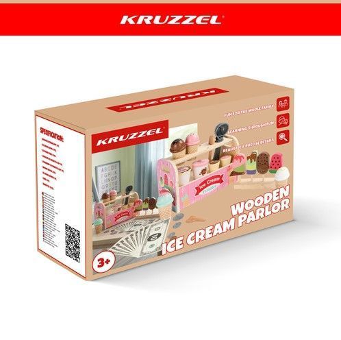 Деревянный магазин мороженого Kruzzel Montessori 33 эл 28136 фото