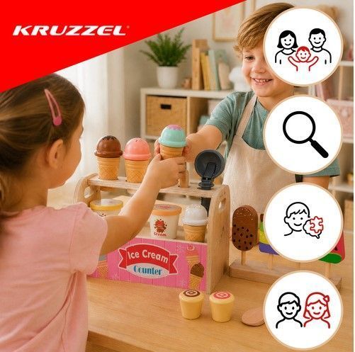 Деревянный магазин мороженого Kruzzel Montessori 33 эл 28136 фото