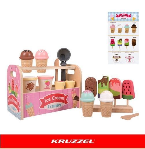 Деревянный магазин мороженого Kruzzel Montessori 33 эл 28136 фото