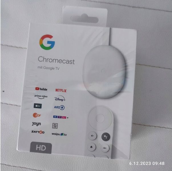 Мультимедійний медіа-плеєр Google Chromecast 4 HD Google TV SMART Білий США GA03131-DE фото