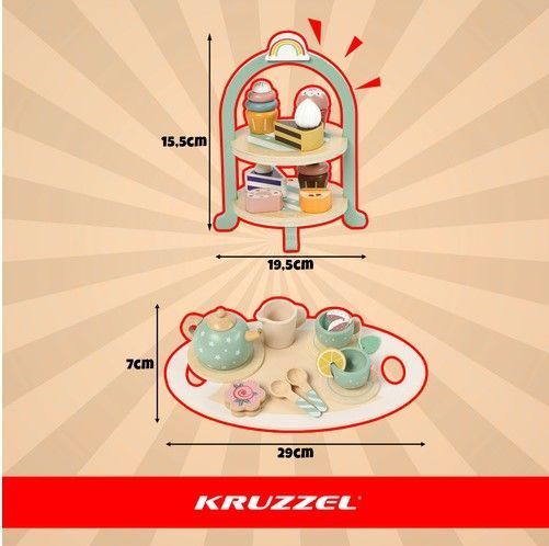 Деревянный большой чайный сервиз Kruzzel 15 элементов 26418 фото