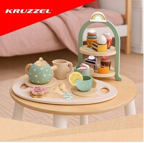 Деревянный большой чайный сервиз Kruzzel 15 элементов 26418 фото